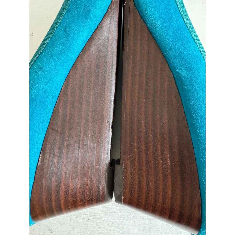 Tory Burch‎ Chelsea teal blue suede wedges size 8